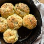 sourdough biscuits in a cast iron skillet