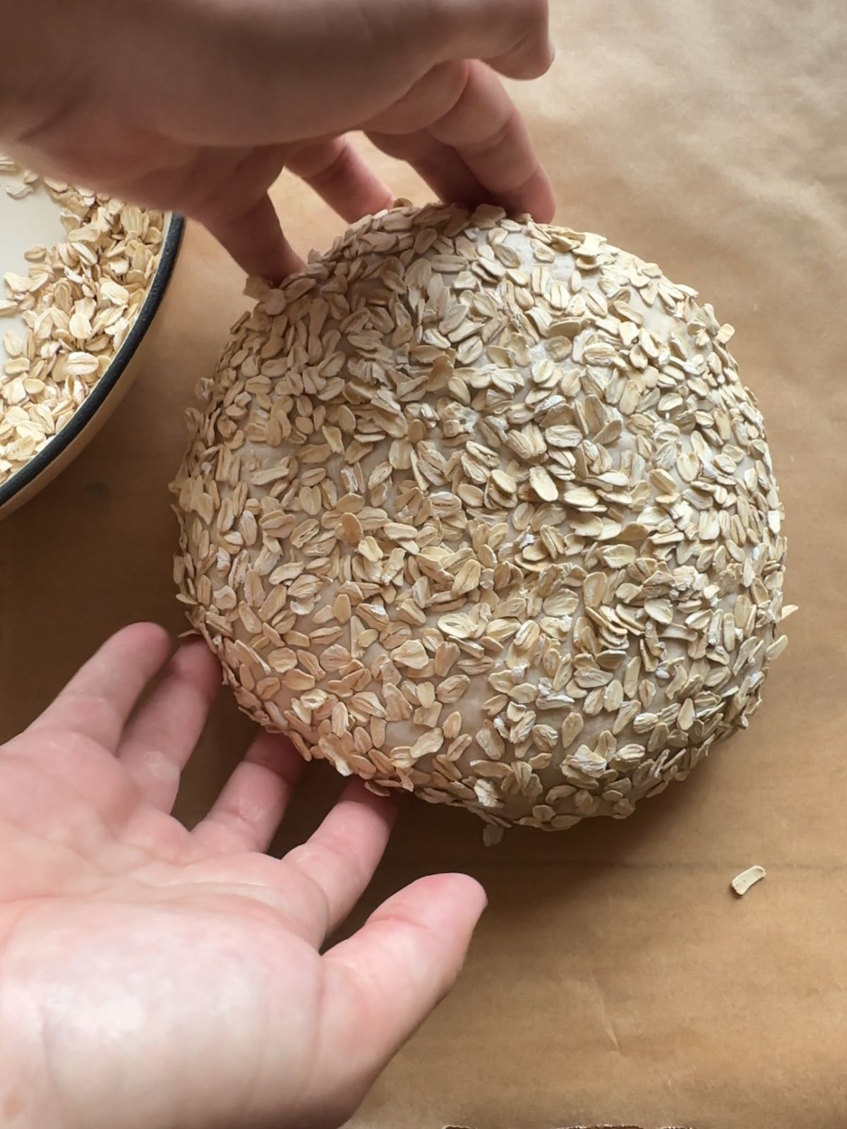 a loaf of sourdough bread rolled in oats